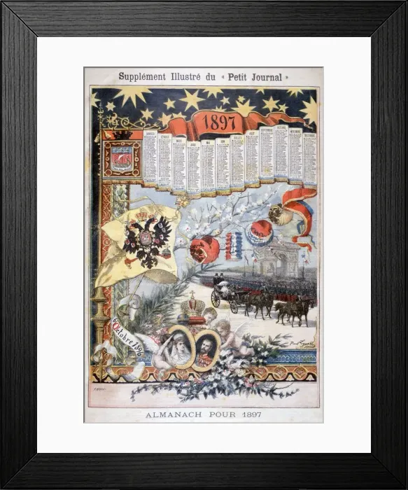 Framed Print : Calendar for 1897. Artist: F Meaulle Framed Print : Calendar for 1897. Artist: F Meaulle
