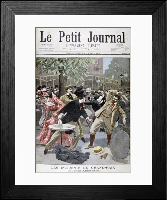 Framed Print : Incident at the Grand-Prix, Pavillion d Armenonville, France, 1899. Artist: Eugene Damblans Framed Print : Incident at the Grand-Prix, Pavillion d Armenonville, France, 1899. Artist: Eugene Damblans
