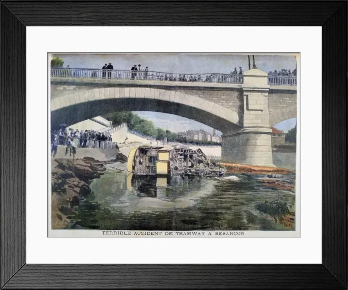 Framed Print : Terrible tramway accident, Besancon, France, 1899. Artist: Oswaldo Tofani Framed Print : Terrible tramway accident, Besancon, France, 1899. Artist: Oswaldo Tofani