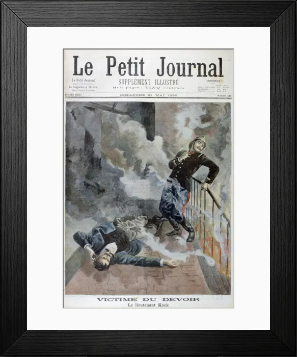 Framed Print : Lieutenant Kock, a victim of his duty, 1899. Artist: F Meaulle Framed Print : Lieutenant Kock, a victim of his duty, 1899. Artist: F Meaulle