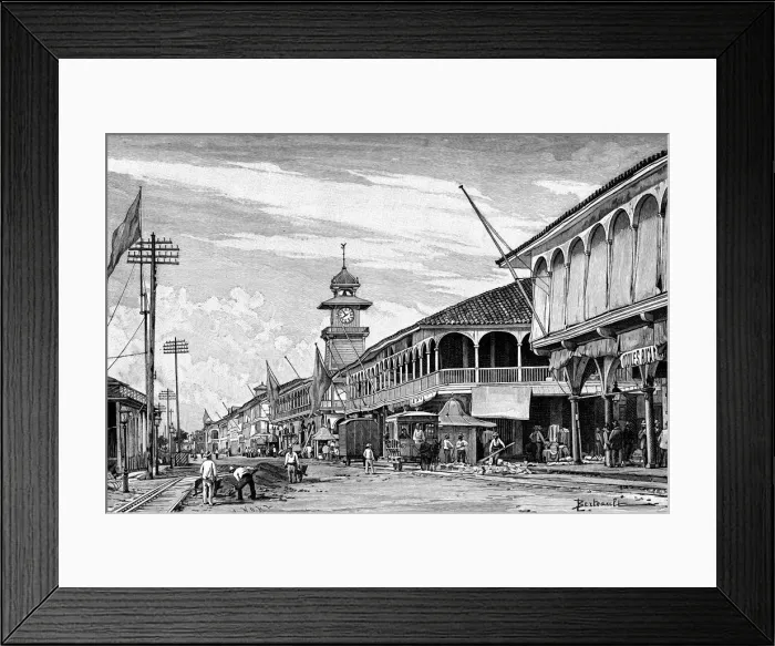 Framed Print : A street in Guayaquil, Ecuador, 1895 Framed Print : A street in Guayaquil, Ecuador, 1895