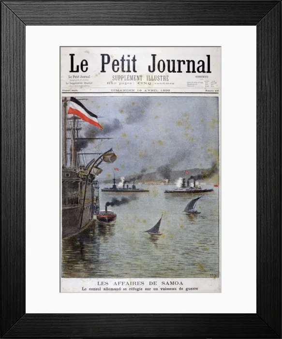 Framed Print : The German consul seeks refuge on a german war ship, 1899. Artist: Henri Meyer Framed Print : The German consul seeks refuge on a german war ship, 1899. Artist: Henri Meyer