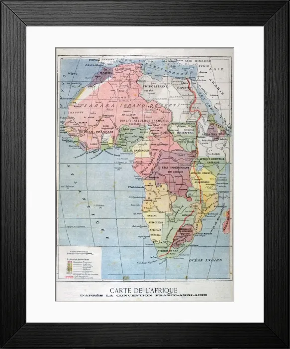 Framed Print : A map of Africa after the The Anglo-French Convention, 1899 Framed Print : A map of Africa after the The Anglo-French Convention, 1899