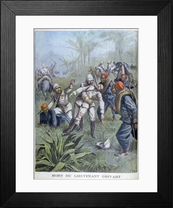 Framed Print : The death of lieutenant Grivart, Niger, 1899. Artist: Henri Meyer Framed Print : The death of lieutenant Grivart, Niger, 1899. Artist: Henri Meyer