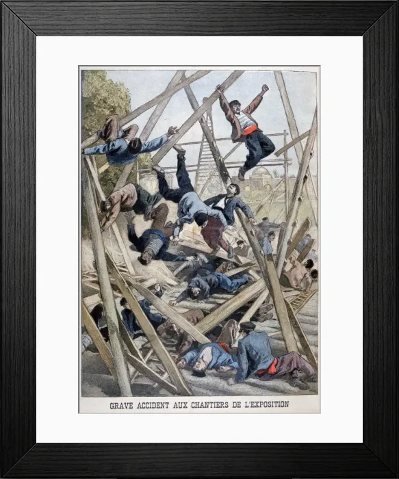 Framed Print : A serious accident on the building site for the Exposition Universelle, Paris, 1900, (1899). Artist: Oswaldo Tofani Framed Print : A serious accident on the building site for the Exposition Universelle, Paris, 1900, (1899). Artist: Oswaldo Tofani
