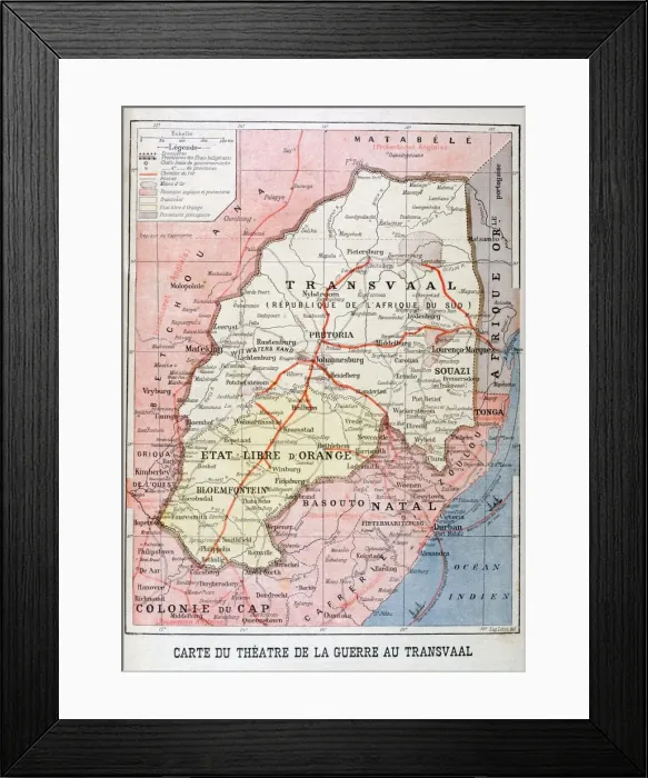 Framed Print : Map of the Theatre of the War in the Transvaal, 1899 Framed Print : Map of the Theatre of the War in the Transvaal, 1899