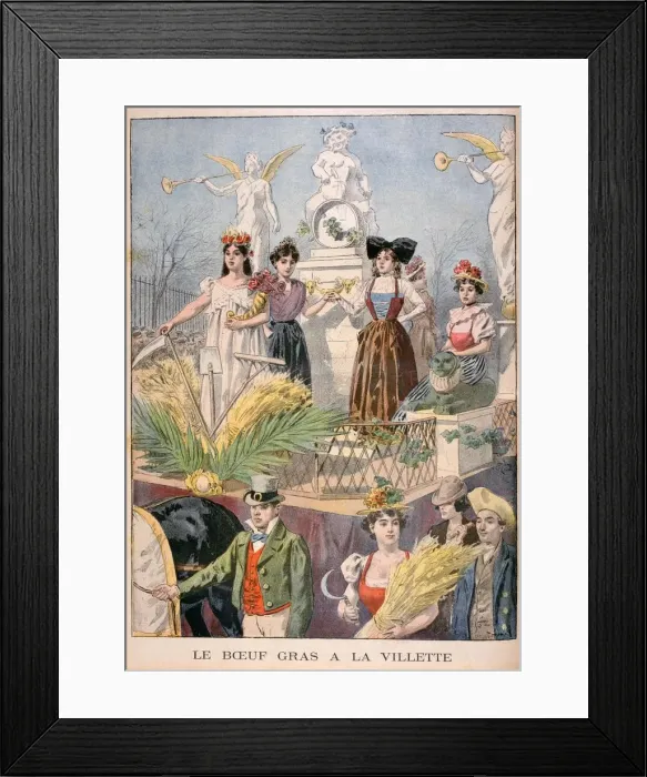 Framed Print : Fatted Ox festivities, Villette, Paris, 1900. Artist: Oswaldo Tofani