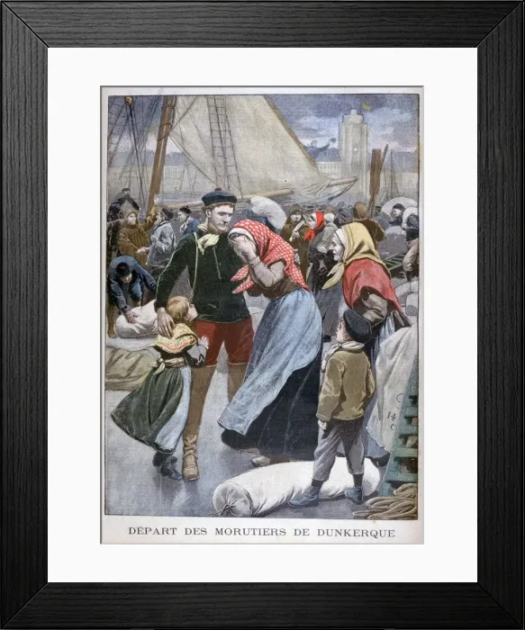 Framed Print : Departure of the cod-fishing boats from Dunkirk, 1900. Artist: Oswaldo Tofani Framed Print : Departure of the cod-fishing boats from Dunkirk, 1900. Artist: Oswaldo Tofani