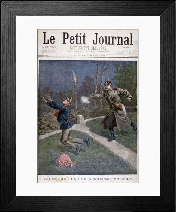 Framed Print : A boy shot by a Prussian gendarme escaping from a correctional facility, 1900 Framed Print : A boy shot by a Prussian gendarme escaping from a correctional facility, 1900