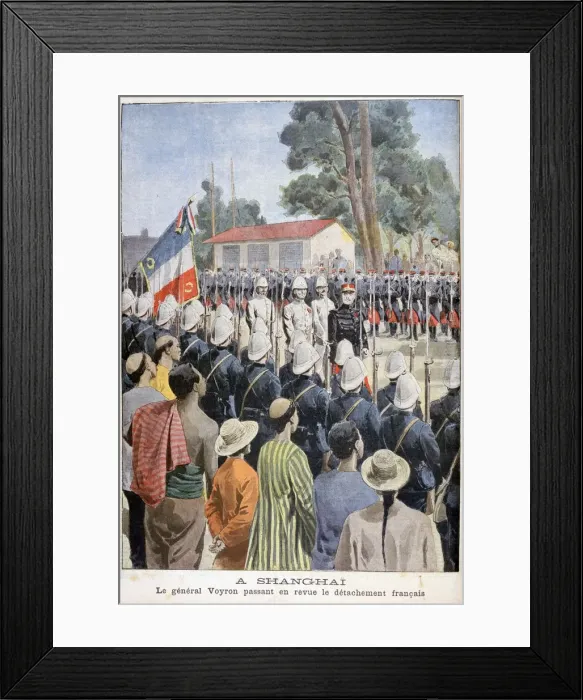 Framed Print : General Voyron reviewing French troops, Shanghai, 1900 Framed Print : General Voyron reviewing French troops, Shanghai, 1900