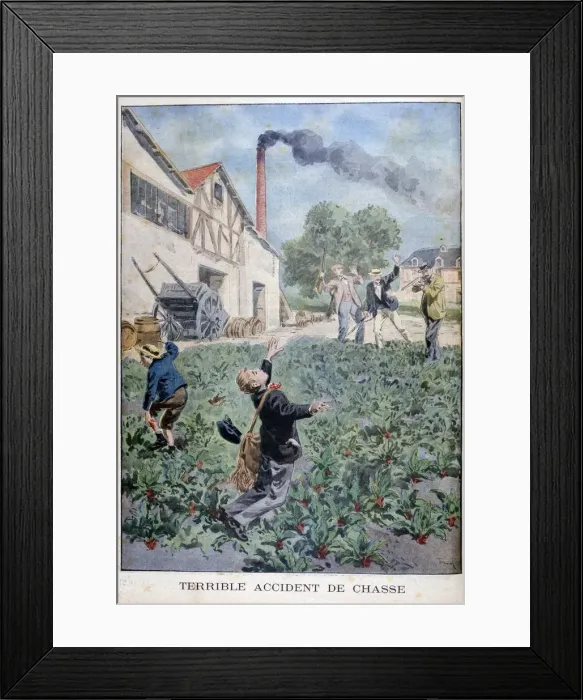 Framed Print : Hunting accident, 1900. Artist: Oswaldo Tofani Framed Print : Hunting accident, 1900. Artist: Oswaldo Tofani