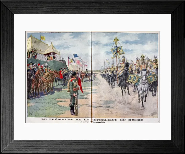 Framed Print : The President of the Republic reviewing Russian troops, Krasnoye Selo, Russia, 1914
