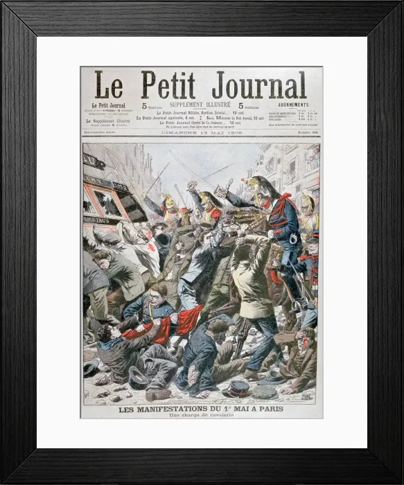 Framed Print : Cavalry Charge during the Demonstration for the 1st May in Paris, 1906