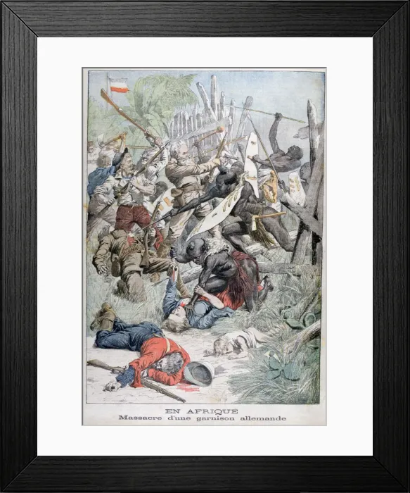 Framed Print : Massacre of a German Garrison in Damaraland, South-West Africa, 1903 Framed Print : Massacre of a German Garrison in Damaraland, South-West Africa, 1903