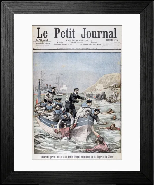 Framed Print : The French Linois Class cruiser Galilee saving french sailors, 1903 Framed Print : The French Linois Class cruiser Galilee saving french sailors, 1903