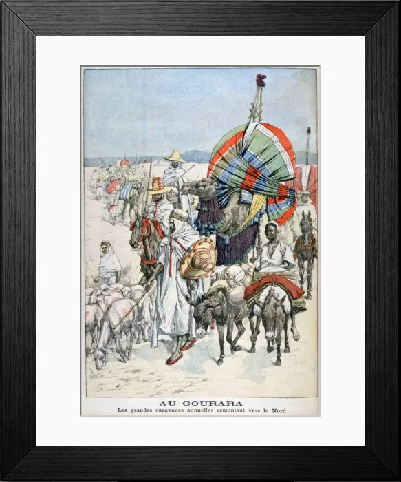 Framed Print : The large annual caravans heading north, Gourara, Algeria, 1903 Framed Print : The large annual caravans heading north, Gourara, Algeria, 1903