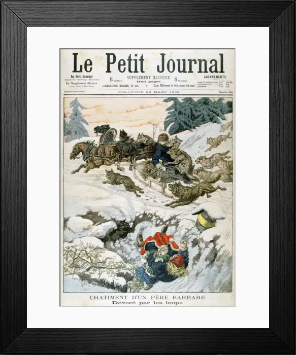 Framed Print : Attacked by wolves, Russia, 1903 Framed Print : Attacked by wolves, Russia, 1903