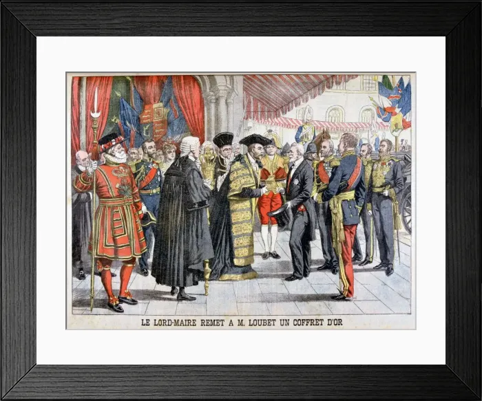 Framed Print : The Londons Lord mayor gives has Mr Loubet a gold box, 1903 Framed Print : The Londons Lord mayor gives has Mr Loubet a gold box, 1903