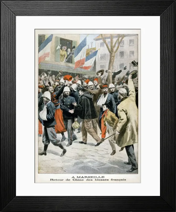 Framed Print : At Marseille, The return of wounded French soldiers from China, 1901 Framed Print : At Marseille, The return of wounded French soldiers from China, 1901