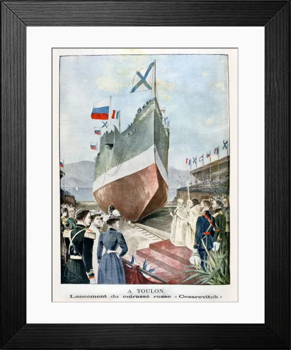 Framed Print : At Toulon, Launching the Russian battleship Cesarevitch, 1901 Framed Print : At Toulon, Launching the Russian battleship Cesarevitch, 1901
