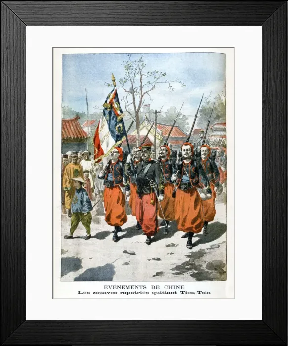 Framed Print : Events in China, French troops departing Tien-Tsin, 1901 Framed Print : Events in China, French troops departing Tien-Tsin, 1901