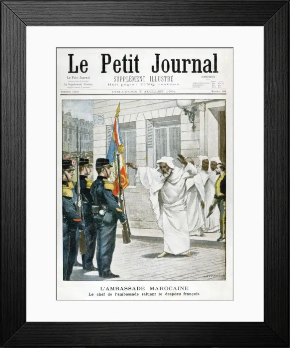 Framed Print : Moroccan Embassy, The chief ambassador saluting the French flag, 1901 Framed Print : Moroccan Embassy, The chief ambassador saluting the French flag, 1901