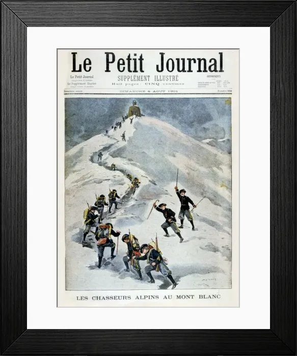 Framed Print : Alpine hunters on Mont Blanc, 1901 Framed Print : Alpine hunters on Mont Blanc, 1901