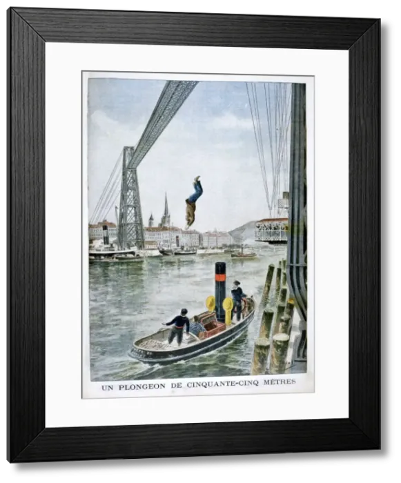 Framed Print : Person plunges 55 Metres from Portside, Rouen, 1901 Framed Print : Person plunges 55 Metres from Portside, Rouen, 1901