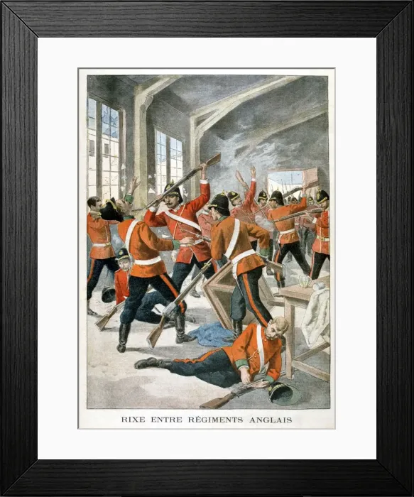 Framed Print : Brawl between British army regiments, 1901 Framed Print : Brawl between British army regiments, 1901