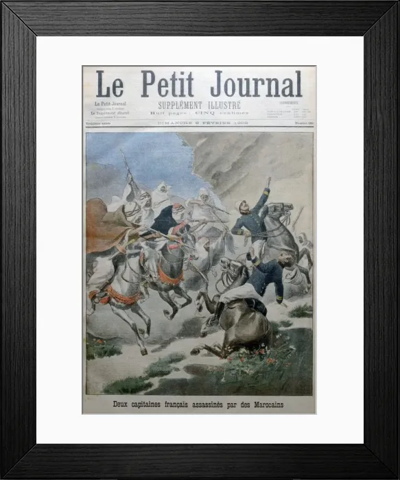 Framed Print : Two French army captains attacked and killed by Morrocans, Morocco, 1902 Framed Print : Two French army captains attacked and killed by Morrocans, Morocco, 1902