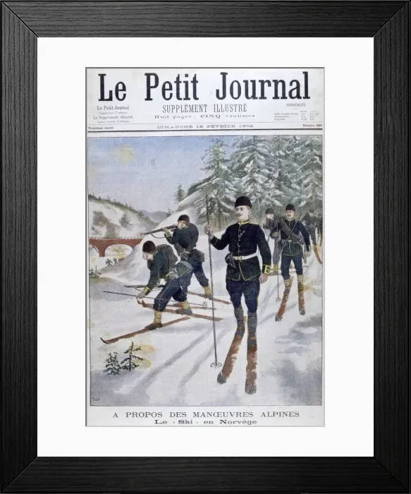 Framed Print : Troops on skis on alpine manoeuvres, Norway, 1902 Framed Print : Troops on skis on alpine manoeuvres, Norway, 1902