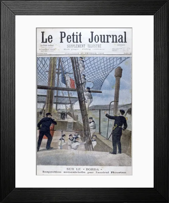 Framed Print : Six monthly inspection by Admiral Roustan on board the Borda, 1902 Framed Print : Six monthly inspection by Admiral Roustan on board the Borda, 1902
