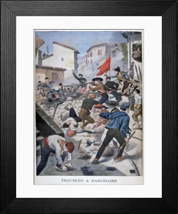 Framed Print : Trouble in Barcelona, 1902