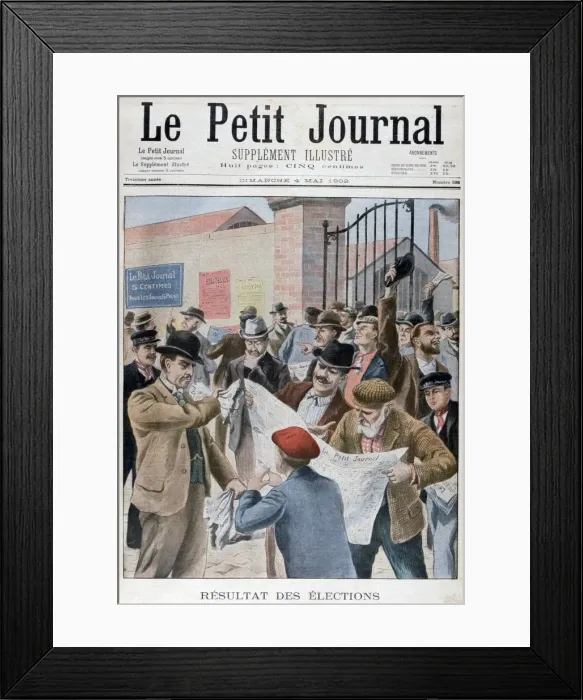 Framed Print : Reading election results in the ewspaper, Paris, 1902 Framed Print : Reading election results in the ewspaper, Paris, 1902