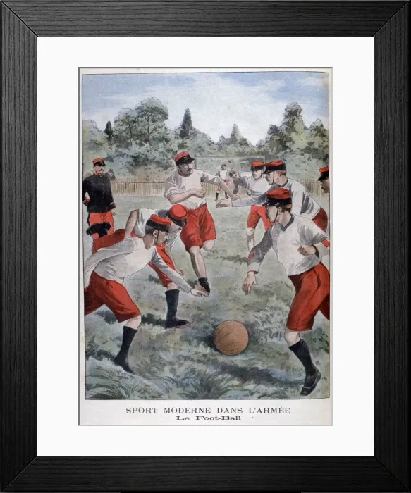 Framed Print : Soldiers of the French army playing football, 1902 Framed Print : Soldiers of the French army playing football, 1902
