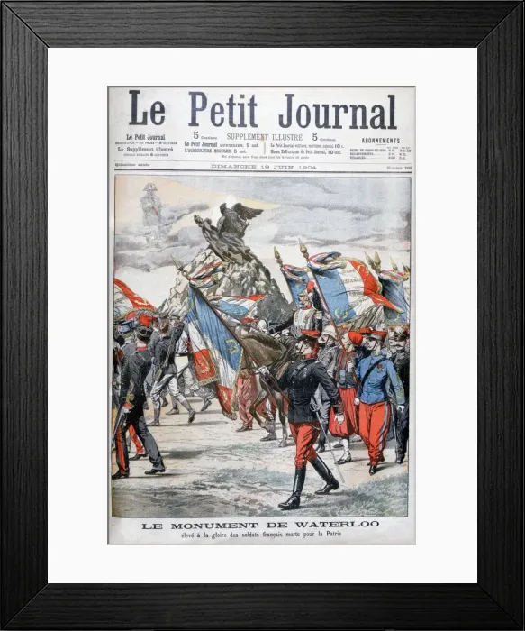 Framed Print : French troops parading past the monument to the battle of Waterloo, 1904 Framed Print : French troops parading past the monument to the battle of Waterloo, 1904