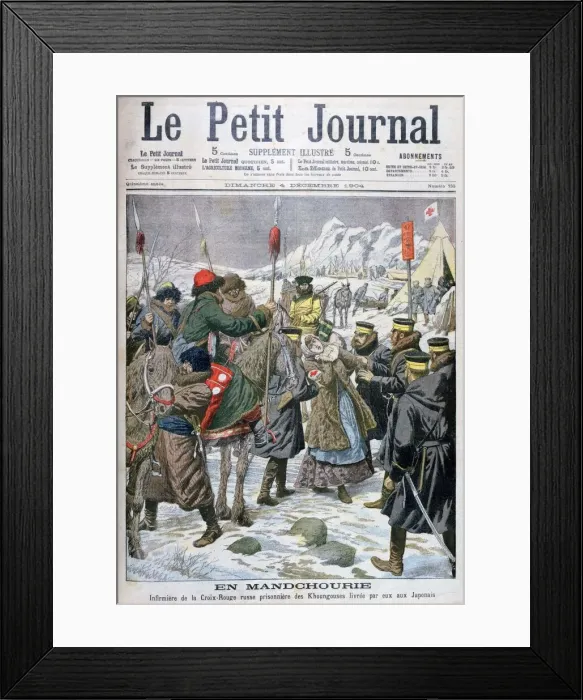 Framed Print : Russian nurse taken prisoner by the Manchus being handed over to the Japanese, Manchuria, 1904 Framed Print : Russian nurse taken prisoner by the Manchus being handed over to the Japanese, Manchuria, 1904