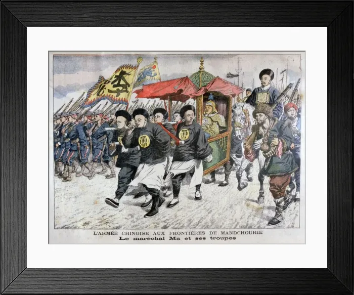 Framed Print : The Chinese Army led by Marshal Ma on the Manchurian border, Russo-Japanese War, 1904
