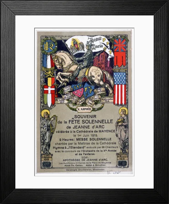 Framed Print : Souvenir of a festival to honour Joan of Arc, staged at Mainz Cathedral, Germany, 1919 Framed Print : Souvenir of a festival to honour Joan of Arc, staged at Mainz Cathedral, Germany, 1919