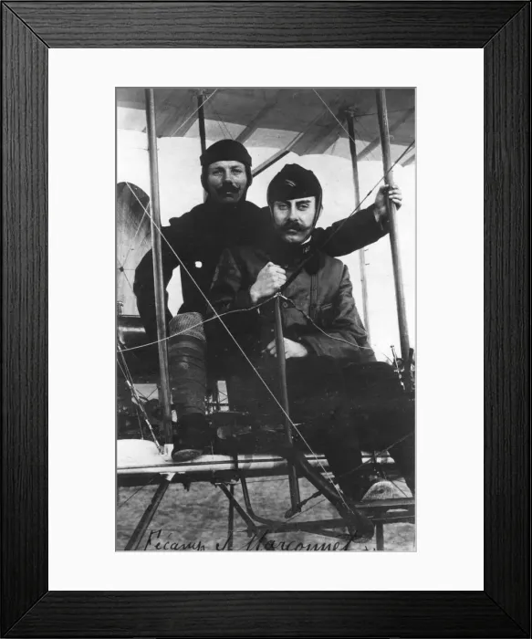 Framed Print : Captain Marconnet and Lieutenant Fequant, French army aviators, c1910 Framed Print : Captain Marconnet and Lieutenant Fequant, French army aviators, c1910