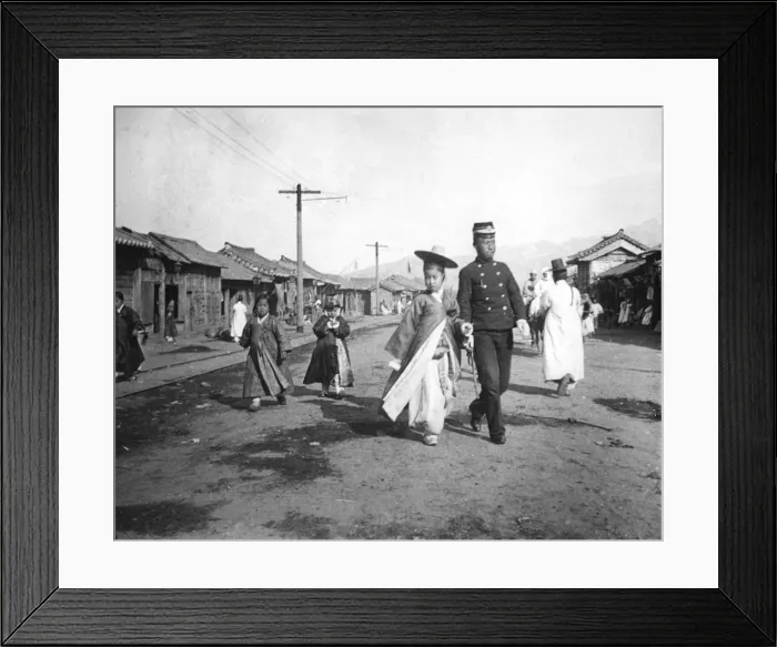 Framed Print : Street scene, Korea, c1900 Framed Print : Street scene, Korea, c1900