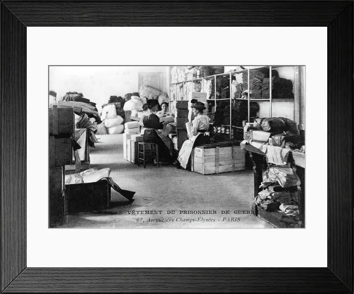 Framed Print : Clothing for prisoners of war, Champs-Elysees, Paris, World War I, 1914-1918 Framed Print : Clothing for prisoners of war, Champs-Elysees, Paris, World War I, 1914-1918