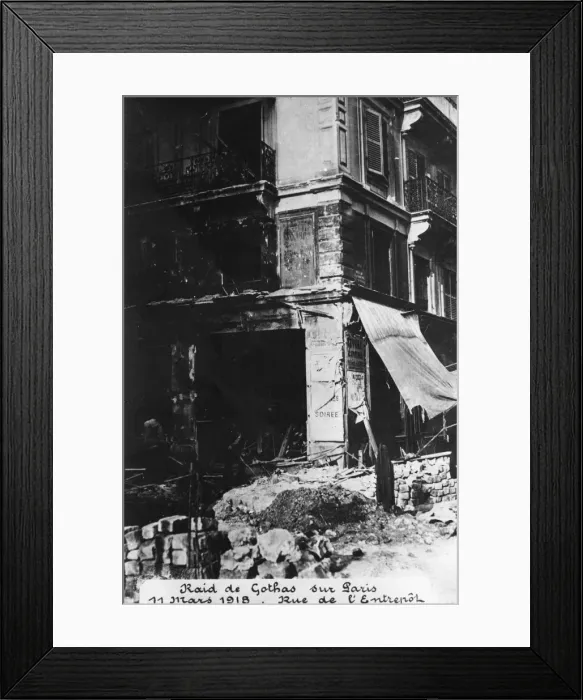 Framed Print : Damage after a raid by German Gotha bombers, Paris, 11th March 1918 Framed Print : Damage after a raid by German Gotha bombers, Paris, 11th March 1918