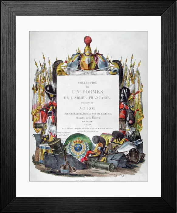 Framed Print : Frontispiece of Collection des Uniformes de L Armee Francaise presentee au Roi, 1823. Artist: Charles Etienne Pierre Motte Framed Print : Frontispiece of Collection des Uniformes de L Armee Francaise presentee au Roi, 1823. Artist: Charles Etienne Pierre Motte