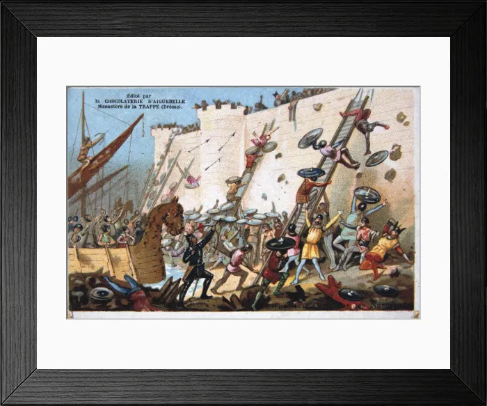 Framed Print : Seige of Paris by the Normans, 19th Century. Colour Lithograph. Private collection Framed Print : Seige of Paris by the Normans, 19th Century. Colour Lithograph. Private collection