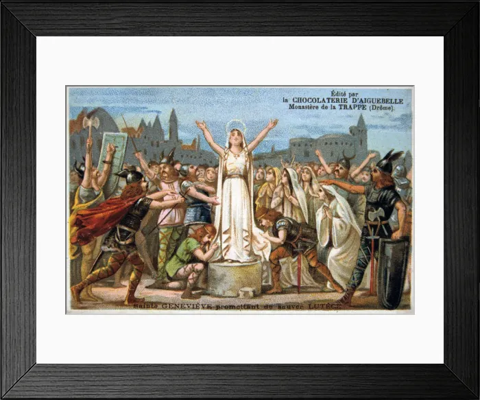 Framed Print : Saint Genevieve promises to save Lutece, Middle Ages. 19th Century. Artist: Eugene Delacroix Framed Print : Saint Genevieve promises to save Lutece, Middle Ages. 19th Century. Artist: Eugene Delacroix