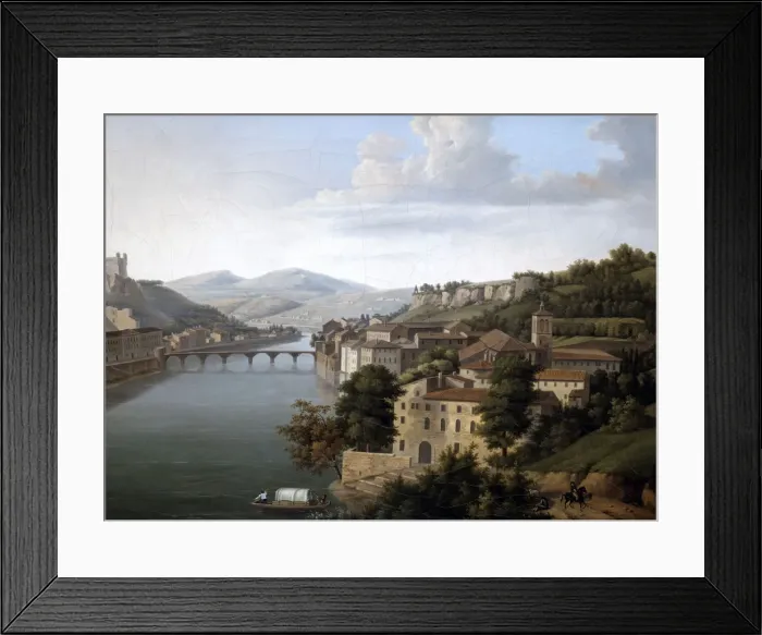 Framed Print : View of the Rhone. c1777-1840. Artist: Alexandre Haycinthe Dunouy Framed Print : View of the Rhone. c1777-1840. Artist: Alexandre Haycinthe Dunouy