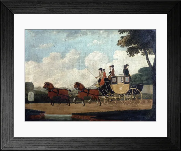 Framed Print : The Royal Mail Coach, Chelmsford to London, 1799. Artist: John Cordrey Framed Print : The Royal Mail Coach, Chelmsford to London, 1799. Artist: John Cordrey
