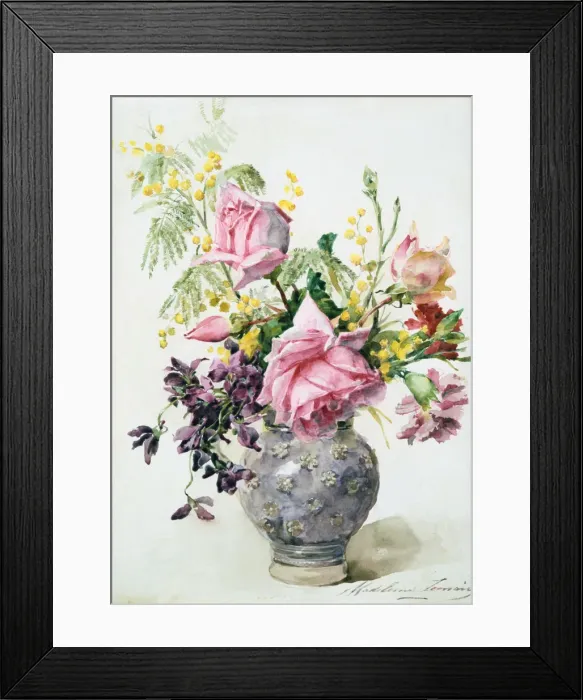 Framed Print : Vase of Roses, c1865-1928. Artist: Madeleine Jeanne Lemaire Framed Print : Vase of Roses, c1865-1928. Artist: Madeleine Jeanne Lemaire