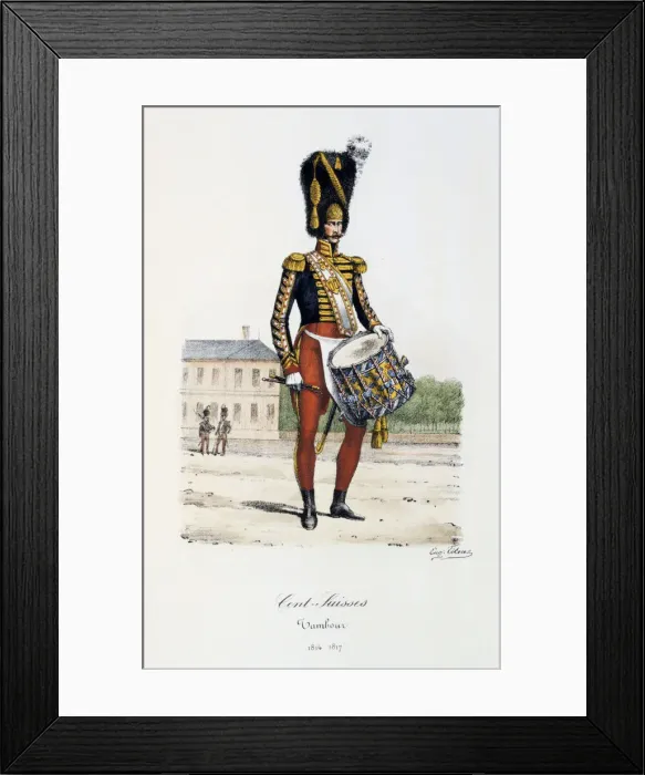 Framed Print : Cents-Suisses, Drummer, 1814-17 Artist: Eugene Titeux Framed Print : Cents-Suisses, Drummer, 1814-17 Artist: Eugene Titeux
